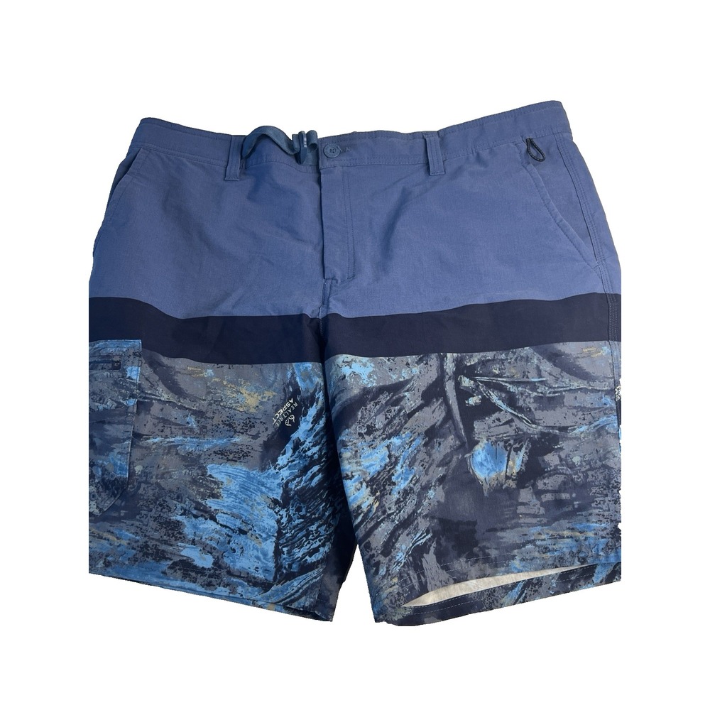 Realtree Men Blue Camouflage Performance Hybrid‎ Fishing Shorts XL Outdoor